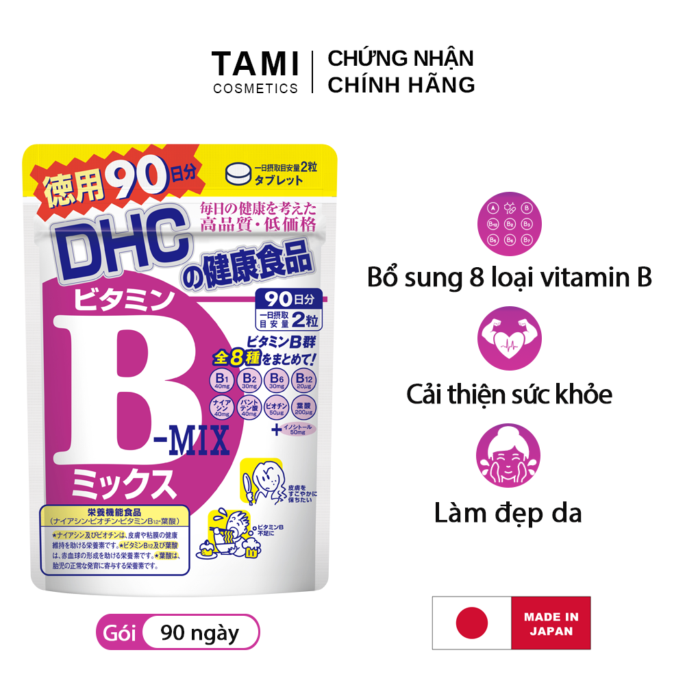 Viên uống Vitamin B tổng hợp DHC Nhật Bản thực phẩm chức năng bổ sung 8 loại vitamin B tốt cho sức khỏe và sắc đẹp gói 90 ngày TA-DHC-MIX90
