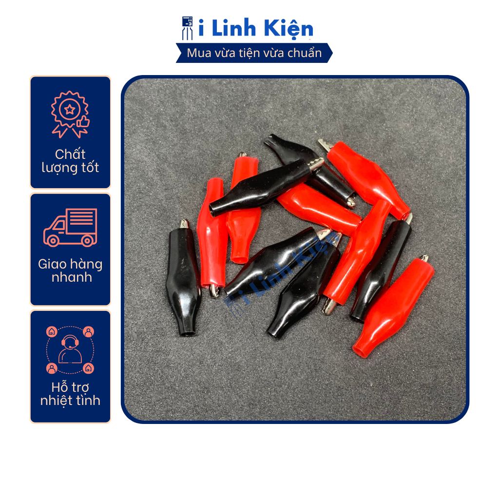 Đôi kẹp cá sấu nhỏ 26mm chất lượng tốt (1 đen + 1 đỏ)