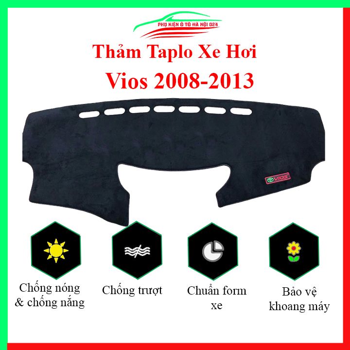 Thảm taplo ô tô Vios 2008-2013 cao cấp, thảm nhung lót taplo xe hơi chống nắng, cách nhiệt tốt