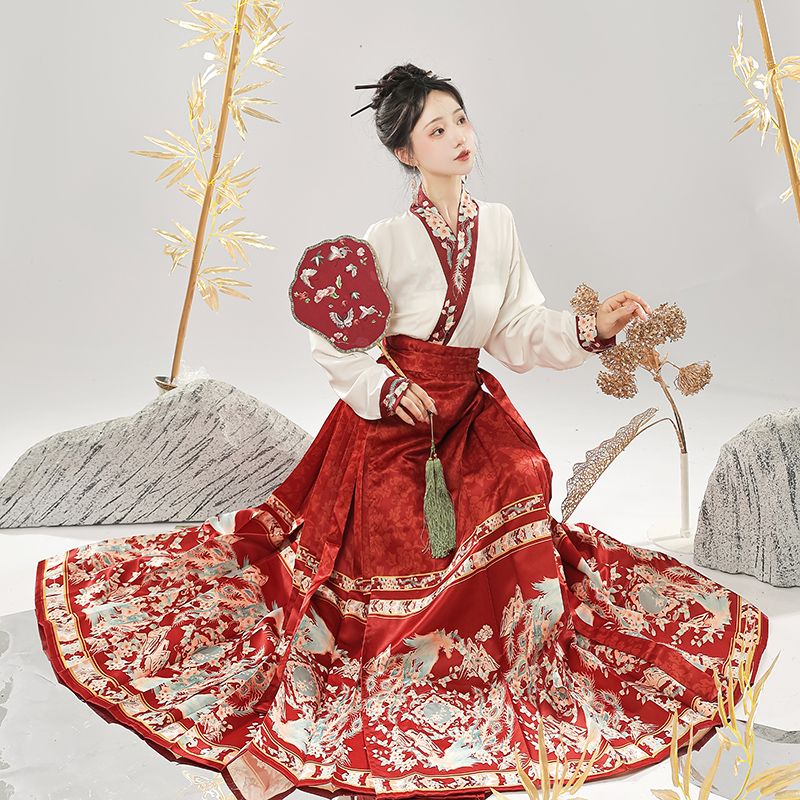 Ancient Ming Dynasty Hanfu aircraft sleeve new Chinese style horse skirt suit for women