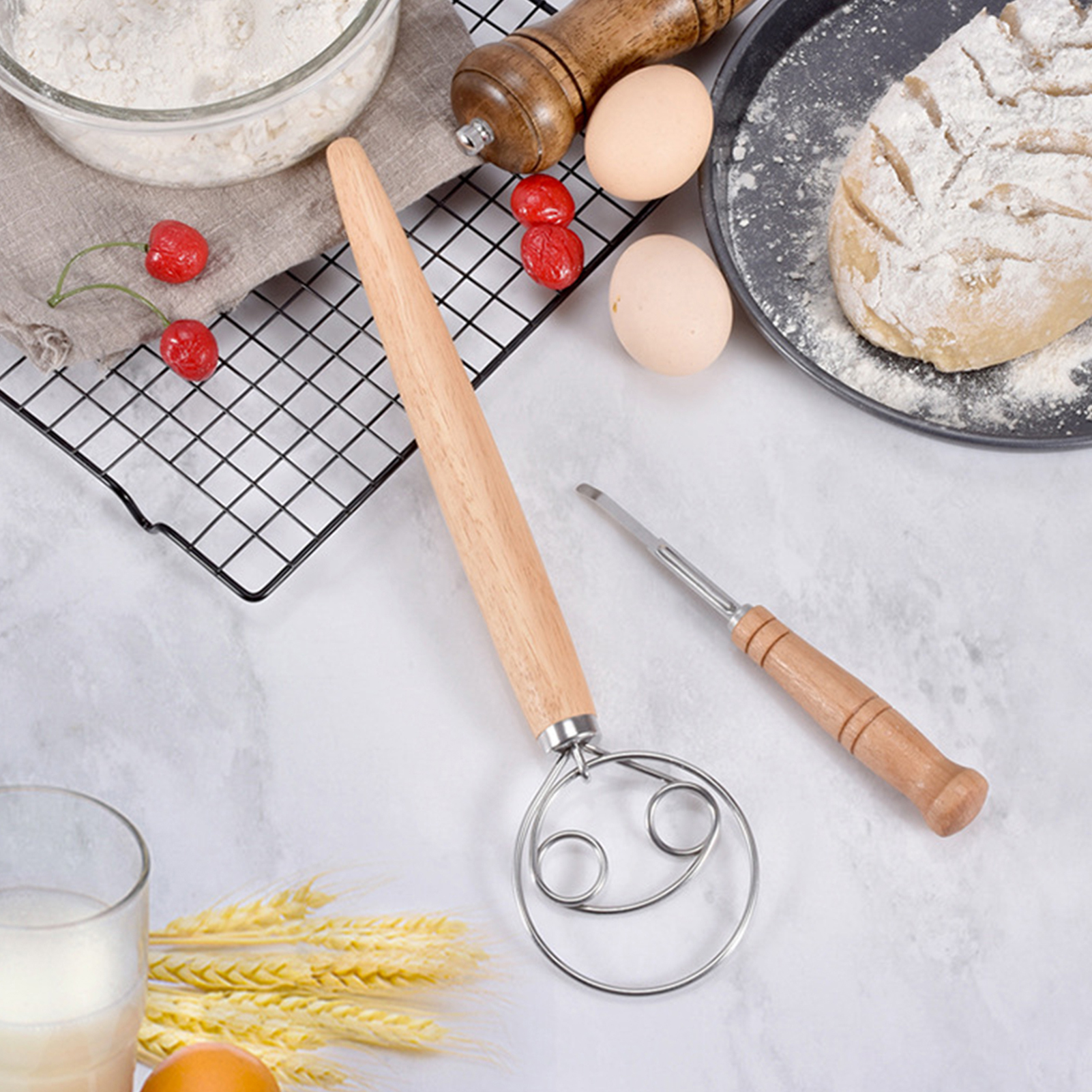 Heavy Duty Bread Lame Bread Making Supplies Complete Sourdough Bread Baking Kit 11pcs Set with Basket Cloth Liner Whisk Lame Scraper More Perfect for Homemade Artisan Bread Making