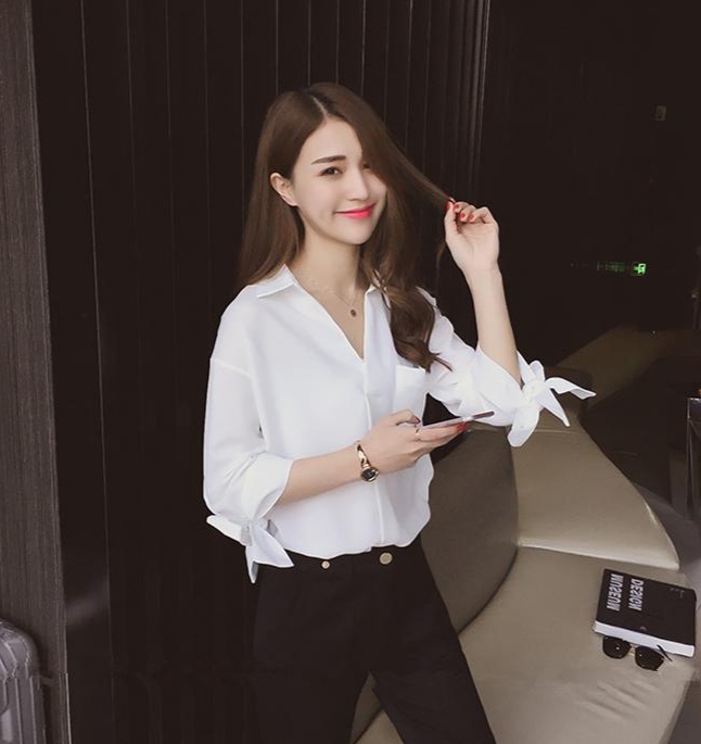 Áo sơ mi cột nơ tay lỡ❣️[Giá gốc tận xưởng]