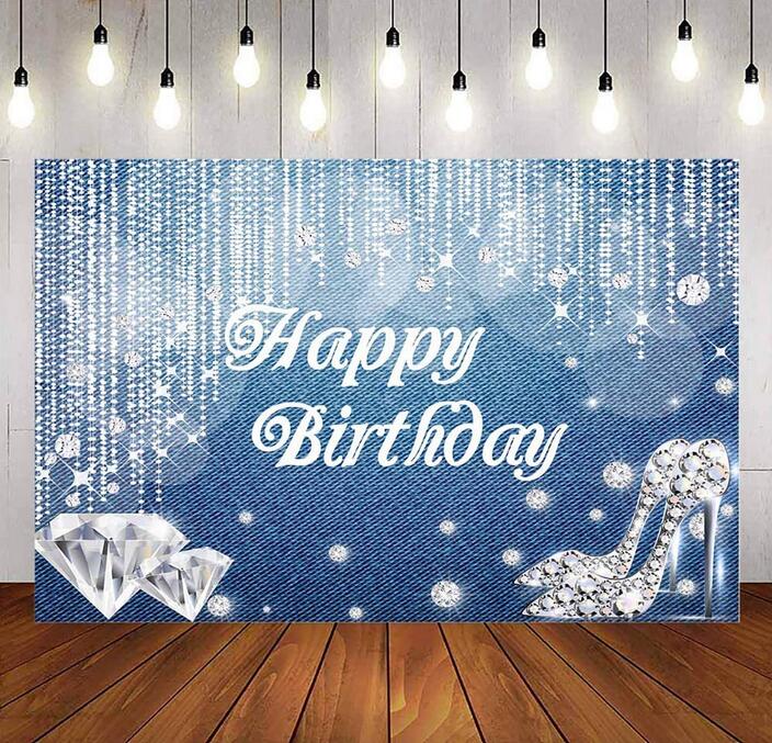 Denim Diamonds Birthday Backdrop Glitter Shiny Crystal Shoes Birthday ...