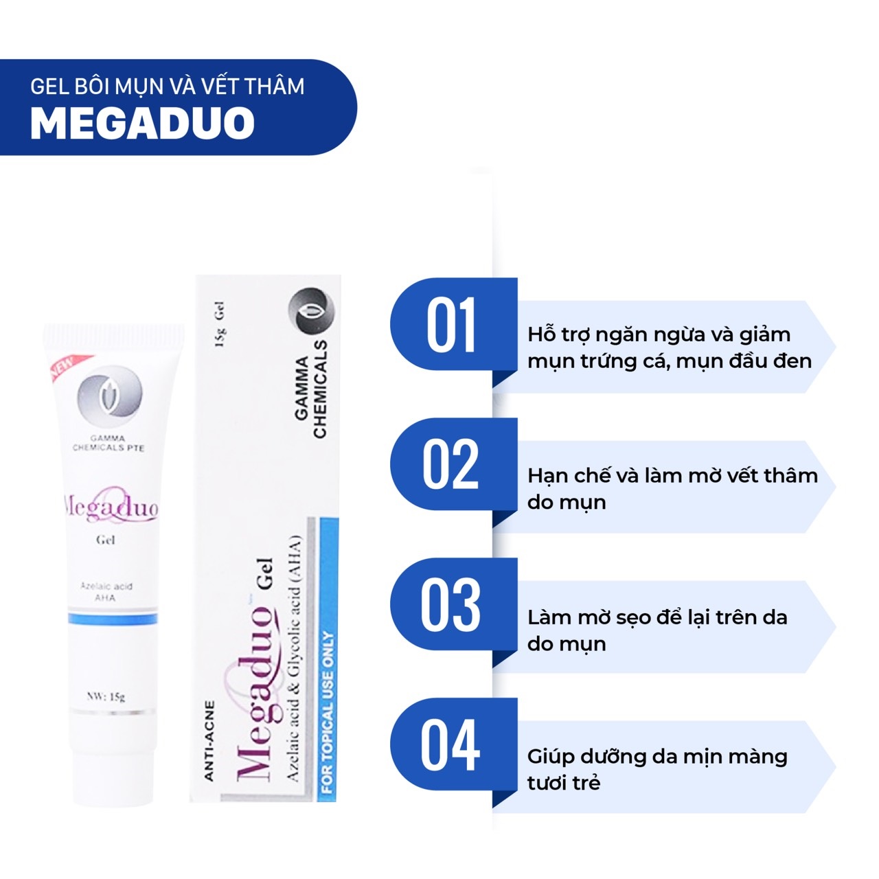 Megaduo Plus 15g giảm mụn, mờ thâm, dưỡng da
