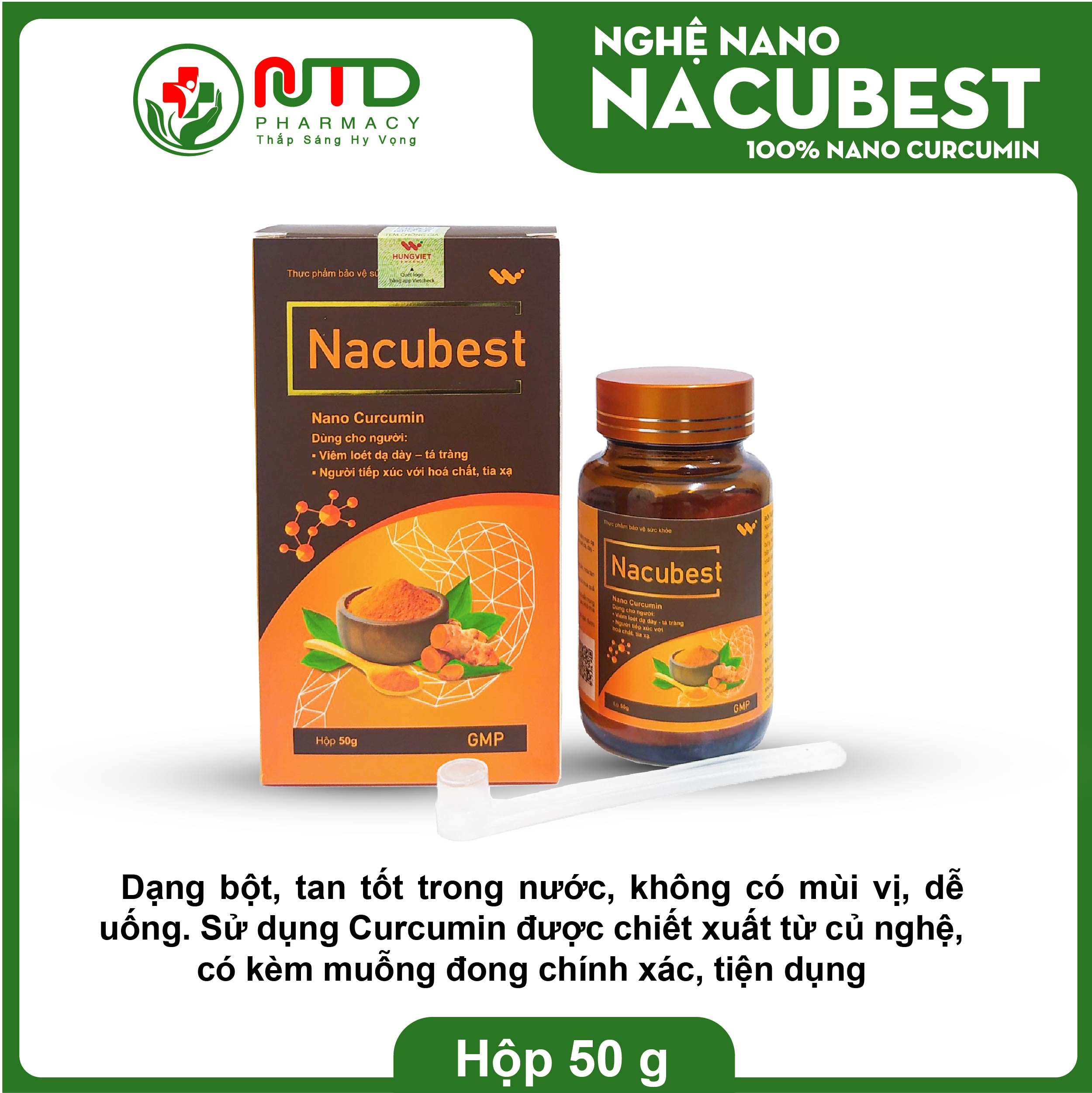 Nano Curcumin Nacubest Turmeric Powder 50g – Reduces Stomach Ulcers, Belching, Bloating, Indigestion