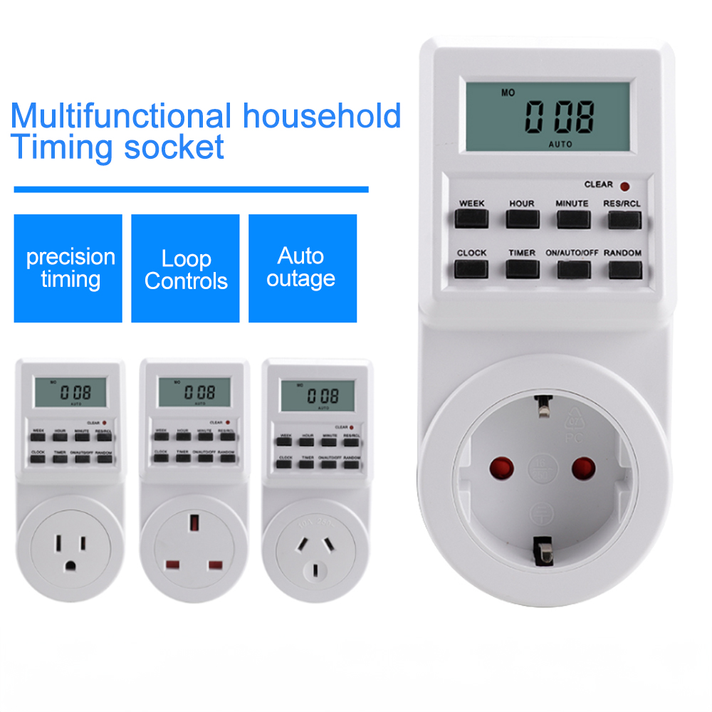 Eu Uk Au Plug Digital Weekly Programmable Electrical Wall Plug-In Power Socket Timer Switch Outlet Time Clock 220v 110v Ac. 