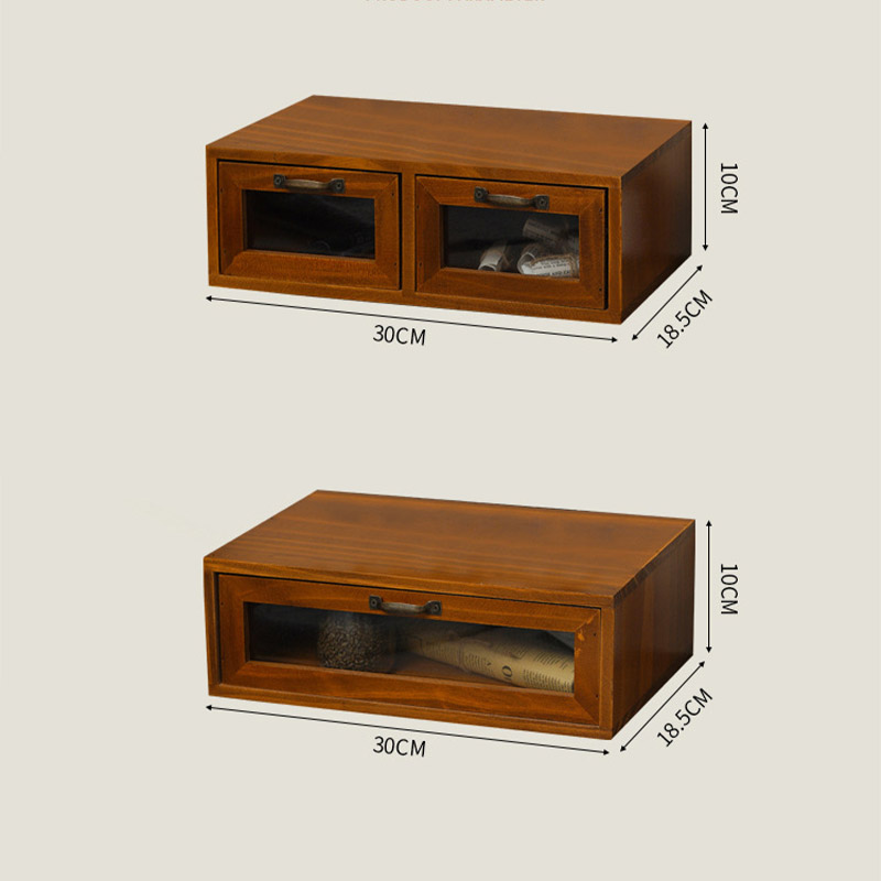 Chinese style solid wood drawer type retro computer elevated shelf desktop storage box cosmetics office desk shelf