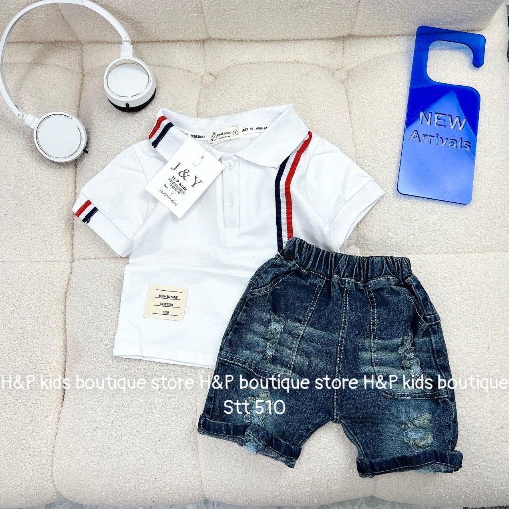 Bộ áo thun cổ trụ quần jean 8-28kg
