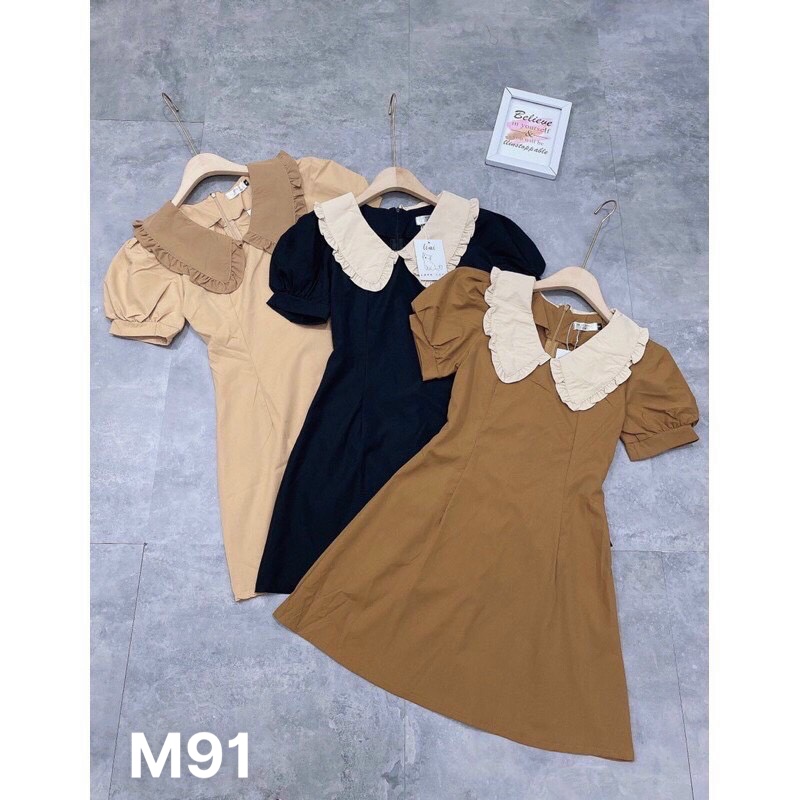 Đầm suông nữ cổ sen bèo dáng suông kate lụa M91