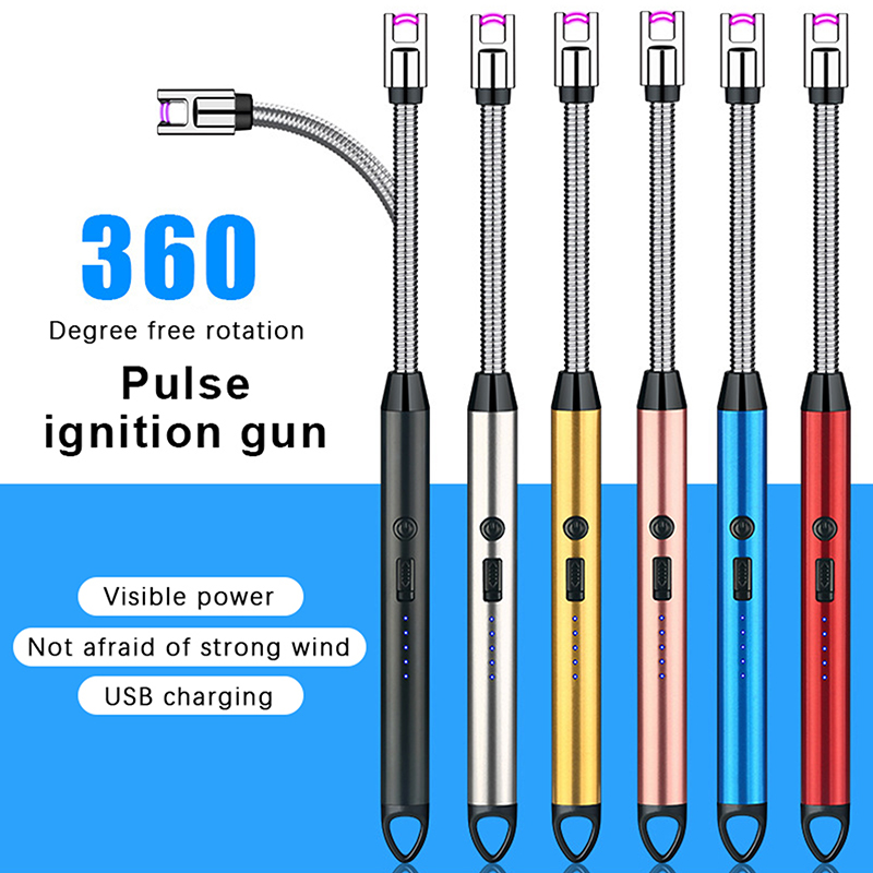 Aluminum Tube USB Arc Pulse Ignition Gun Candle Gas Stove Igniter 360 ...