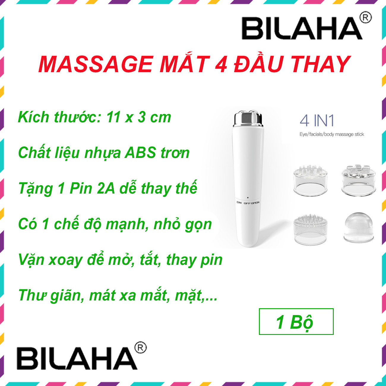 Máy massage mặt cầm tay 4 đầu kiểu bút (có chọn mẫu) (Có Sẵn Hàng) (Xả Kho Lấy Vốn) (Hàng Nhập)