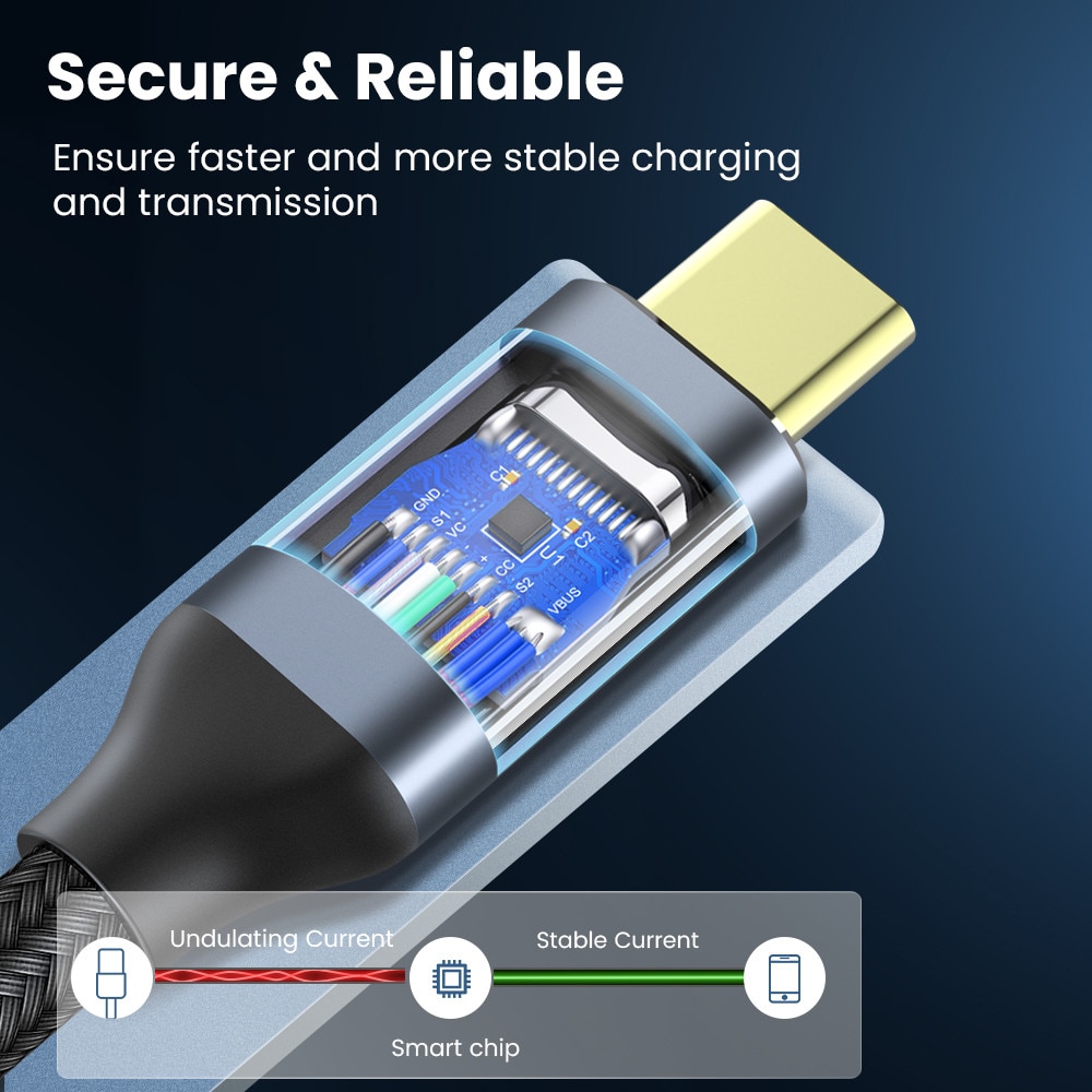 USB Type-C 10Gbps 100W PD Charging Cable 4K@60Hz USB3.1 5A High Speed Data Transfer Cord For Thunderbolt 3 Suitable For Xiaomi Suitable For Huawei Macbook