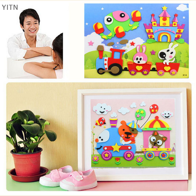 Yitn 1 x miếng dán xốp eva tự làm mẫu thủ công trẻ em tự dính ngẫu nhiên 8.27