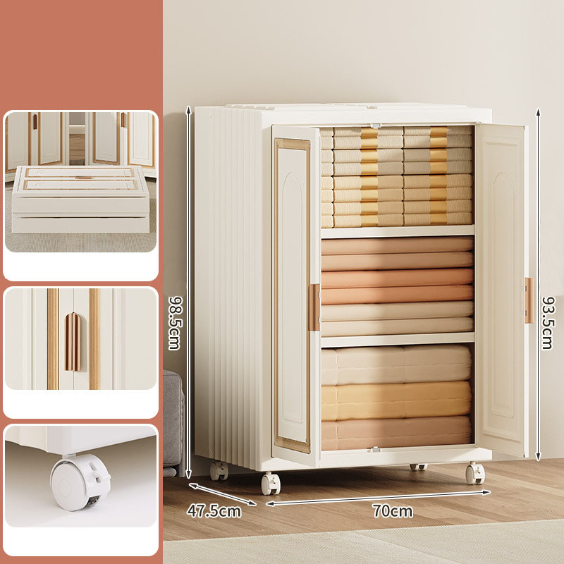 Folding storage cabinet double door large capacity home bedroom clothes toy locker plastic floor multi-layer wardrobe
