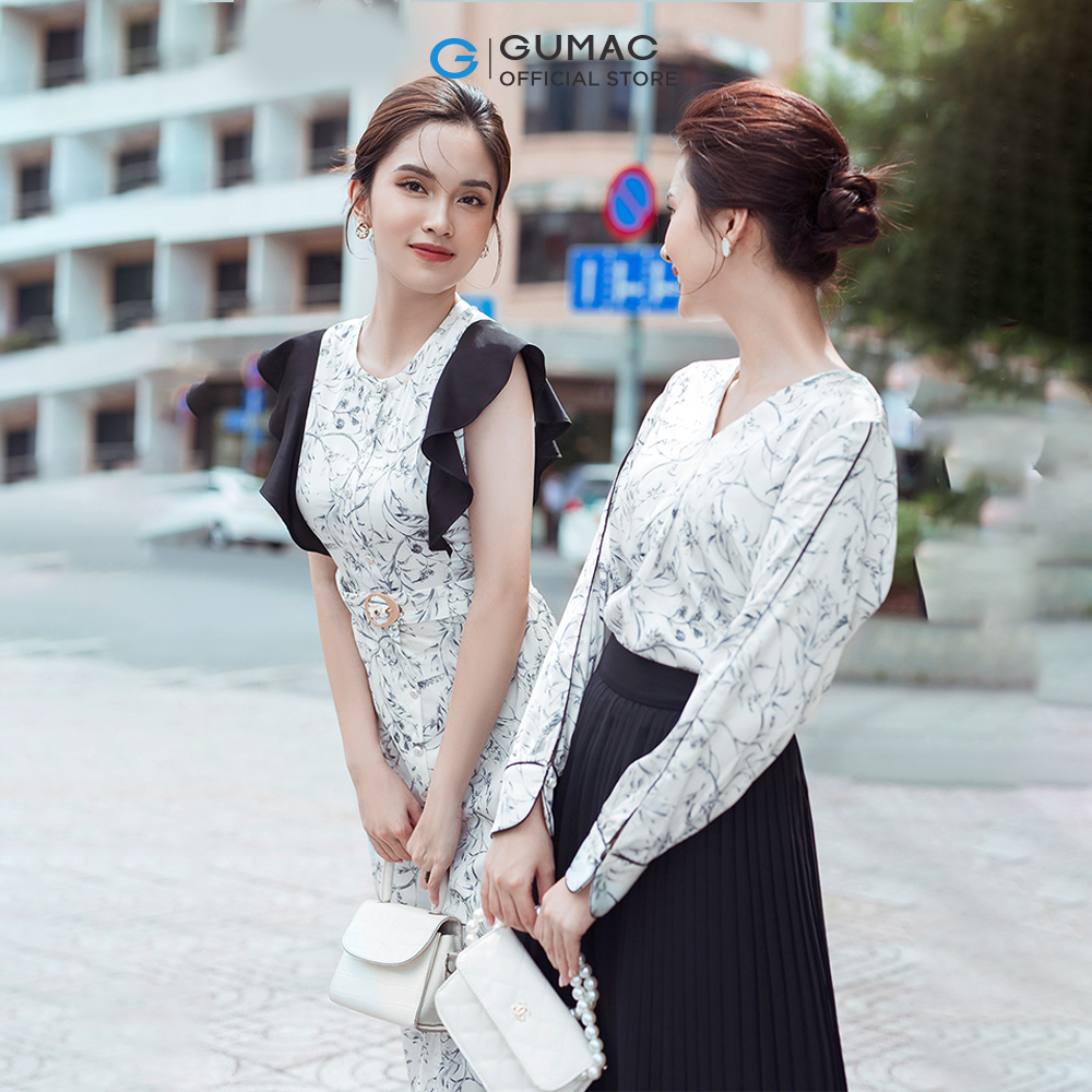 Đầm sơ mi nứ GUMAC DC05087 phối bèo