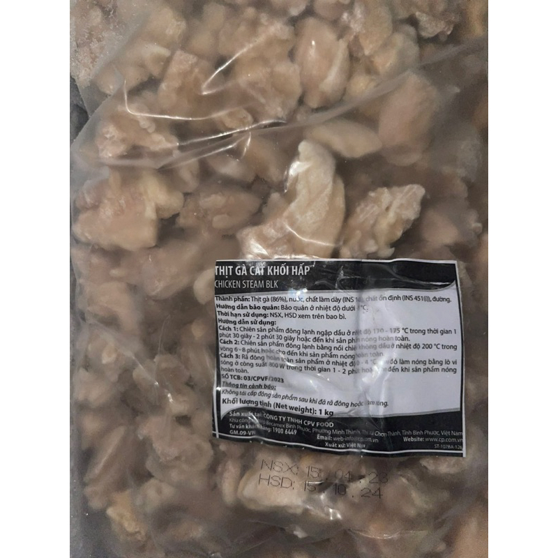 Ức gà hấp thịt gà cắt khối CP bịch 1kg (giao tphcm)