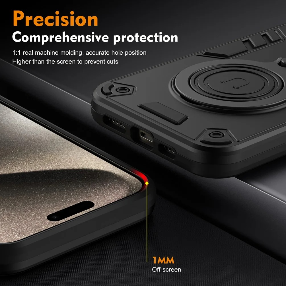 For Redmi Note 13 case Shockproof Armor Bumper Stand with Holder Ring Cover casing For Redmi Note 13 Pro Plus Phone casing.