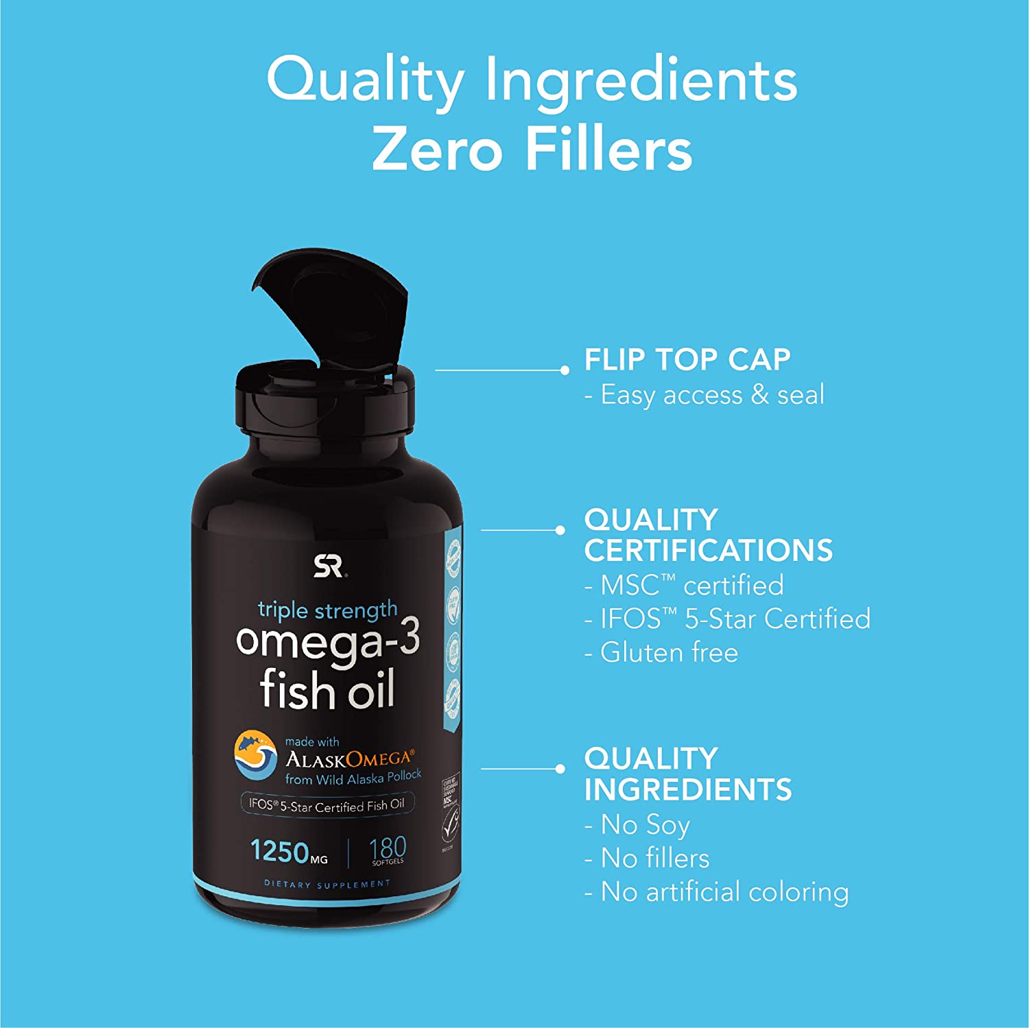 Sports Research Omega-3 Fish Oil Triple Strength 1250 mg 180 Softgels by  Running Man | Lazada Singapore
