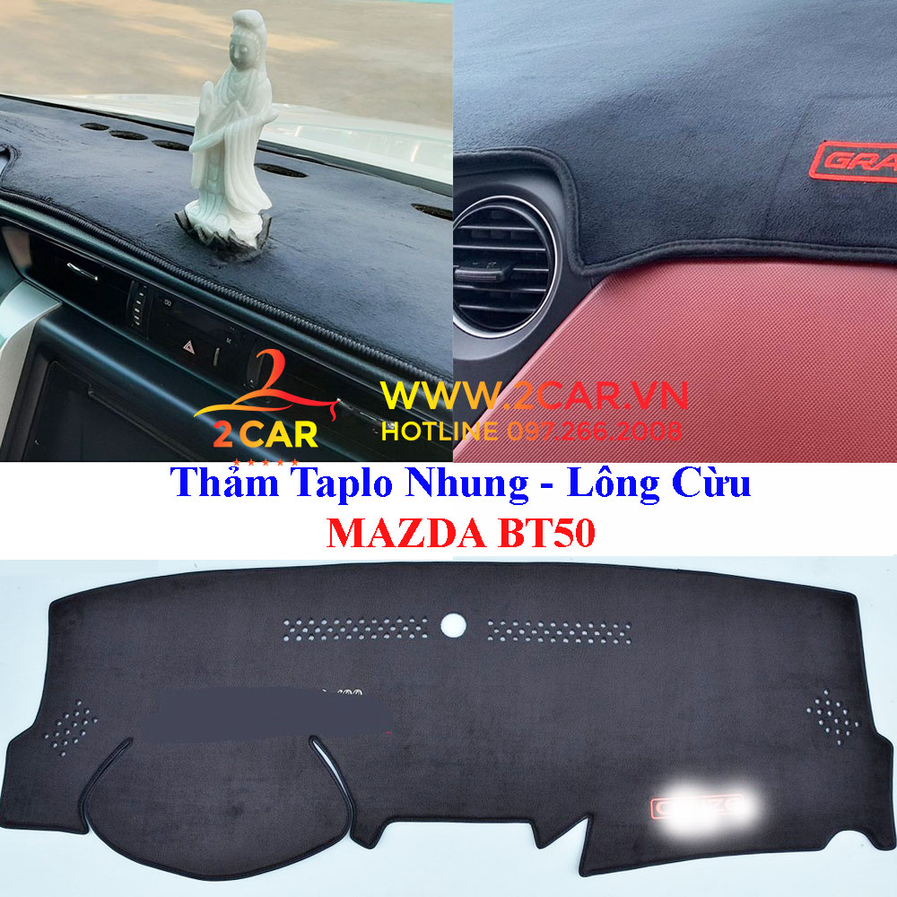 Thảm taplo nhung lông cừu xe mazda bt50 2013- 2022 chống nóng tốt, chống trơn trượt, vừa khít theo xe