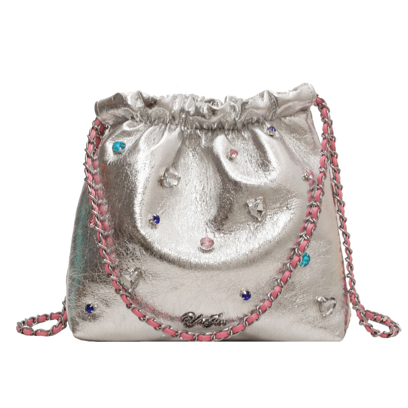 C&K Women's shoulder bag fashion Korean version of the chain Tote bag diamond texture shoulder chain bag