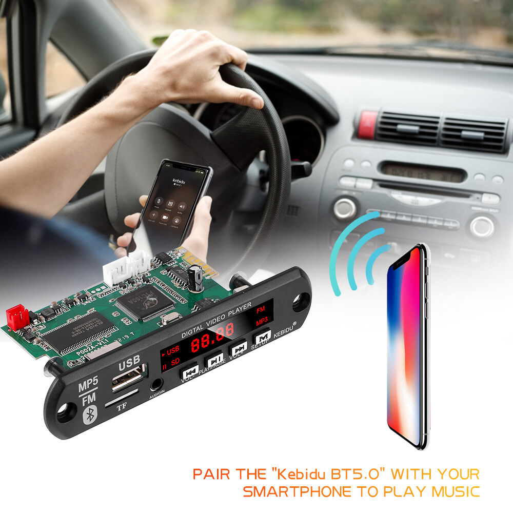 Bo Mạch Giải Mã MP5 Bluetooth 5.0 5V 12V USB Không Dây U Đĩa TF MP3 WAV AUX FM Radio Mô-đun Giải Mã Âm Thanh Có Điều Khiển Từ Xa