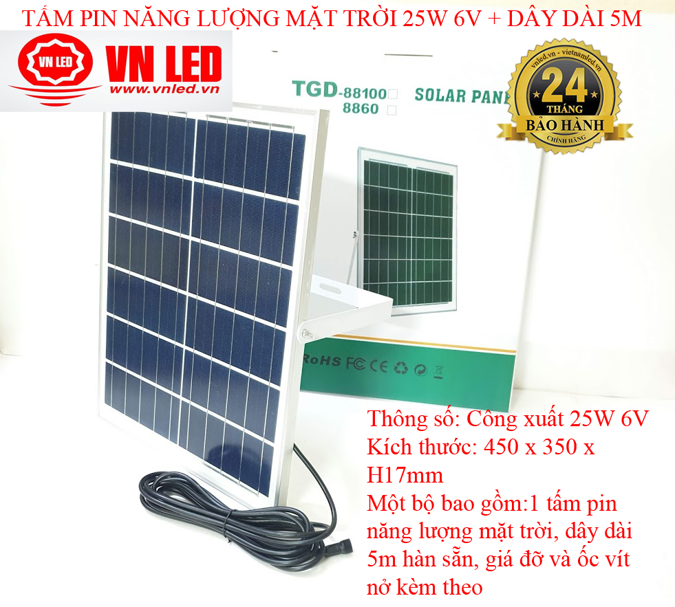 TẤM PIN NĂNG LƯỢNG MẶT TRỜI 25W 6V