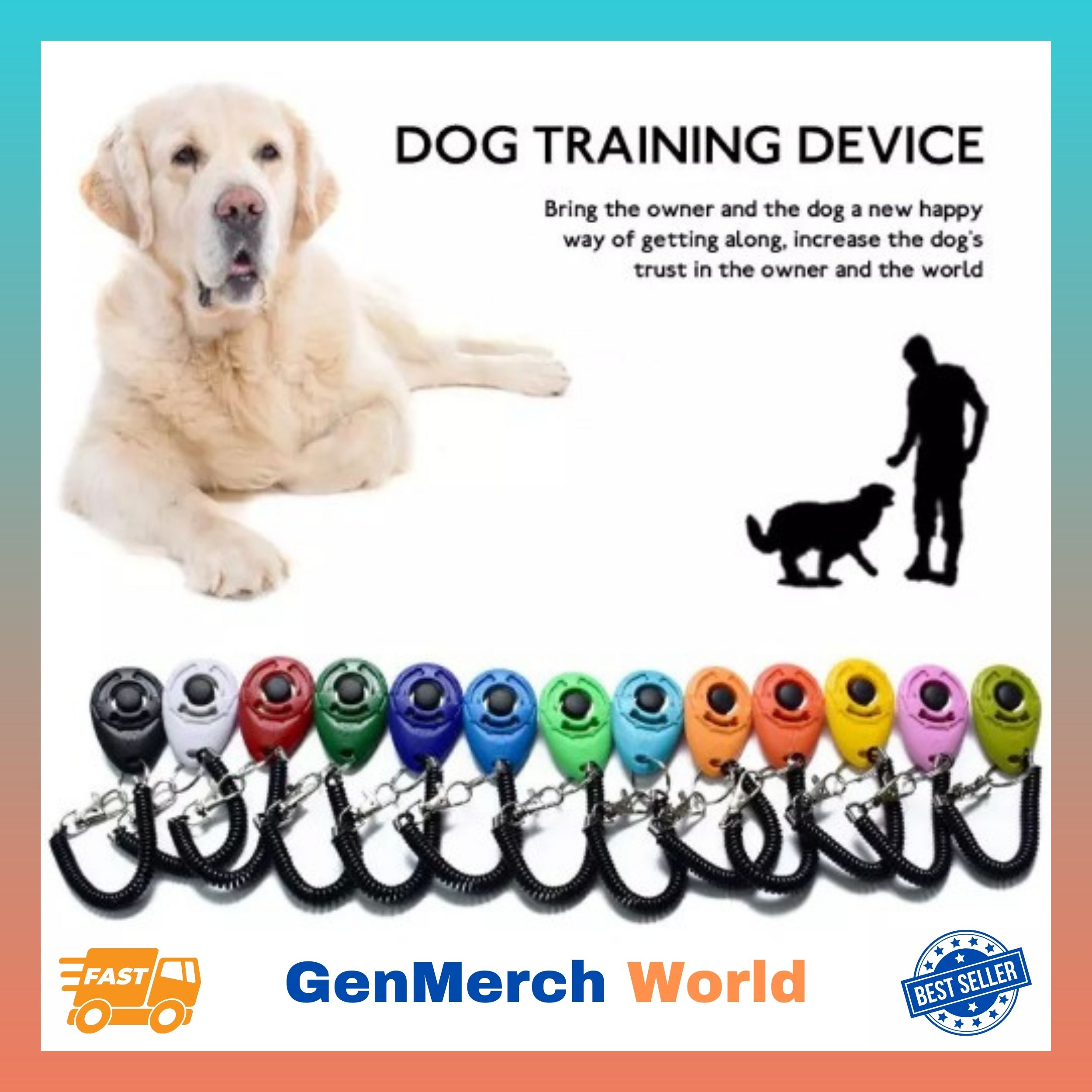 1x Dog Pet Click Clicker Training Obedience Agility Trainer Aid Wrist Strap  CYC 