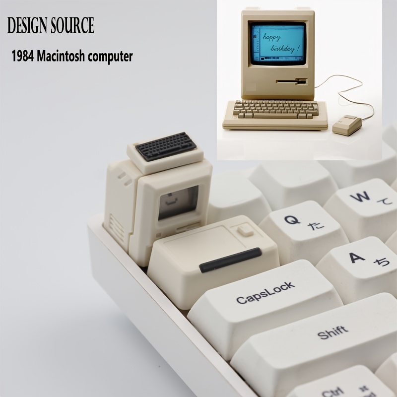 Little Computer Key Cap 【Wireless】 2PC Nostalgic Mini Macintosh Keycap Classic Retro Hat FC ...