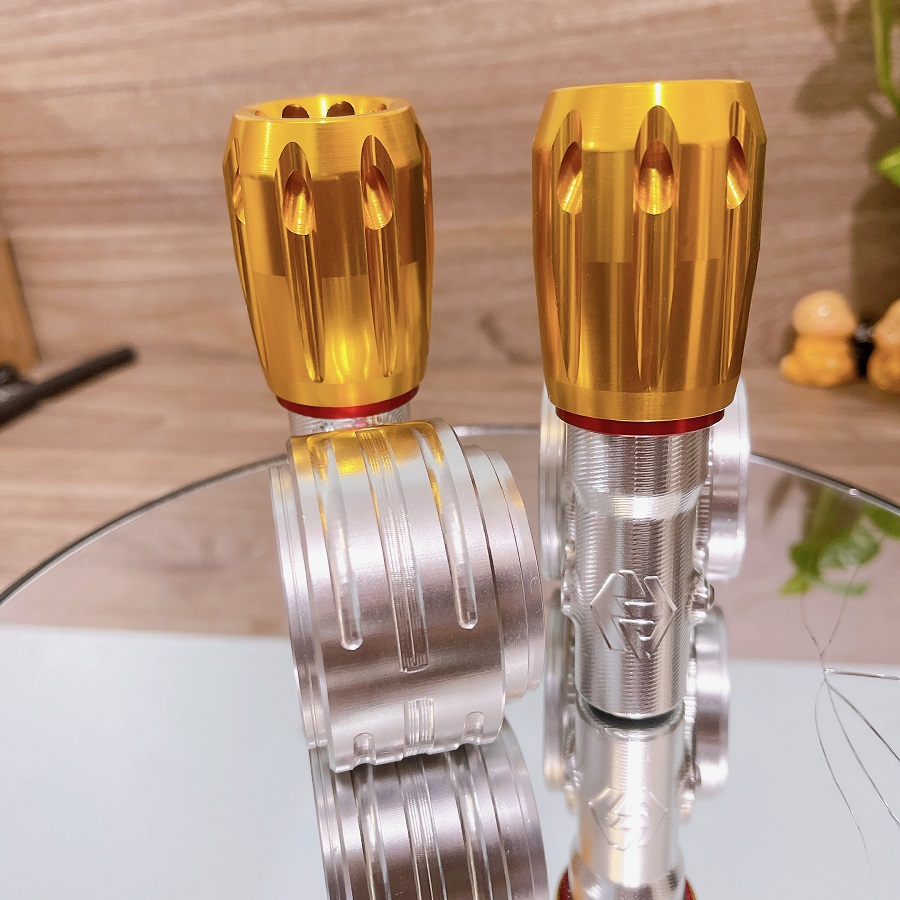 Bộ tăng chỉnh Phuộc cao cấp_HPA núm Tên lửa Mẫu HYYO gắn mọi dòng phuộc kiểng cho xe máy_Núm vàng vòng đỏ