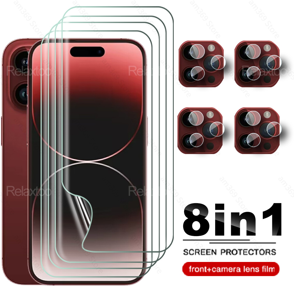 2-8in1 Hydrogel Film For iPhone 15 Pro Max Screen Protector Camera Glass iPhone15 Plus iPhone15Pro Ifone 15Pro 15Promax 15Plus