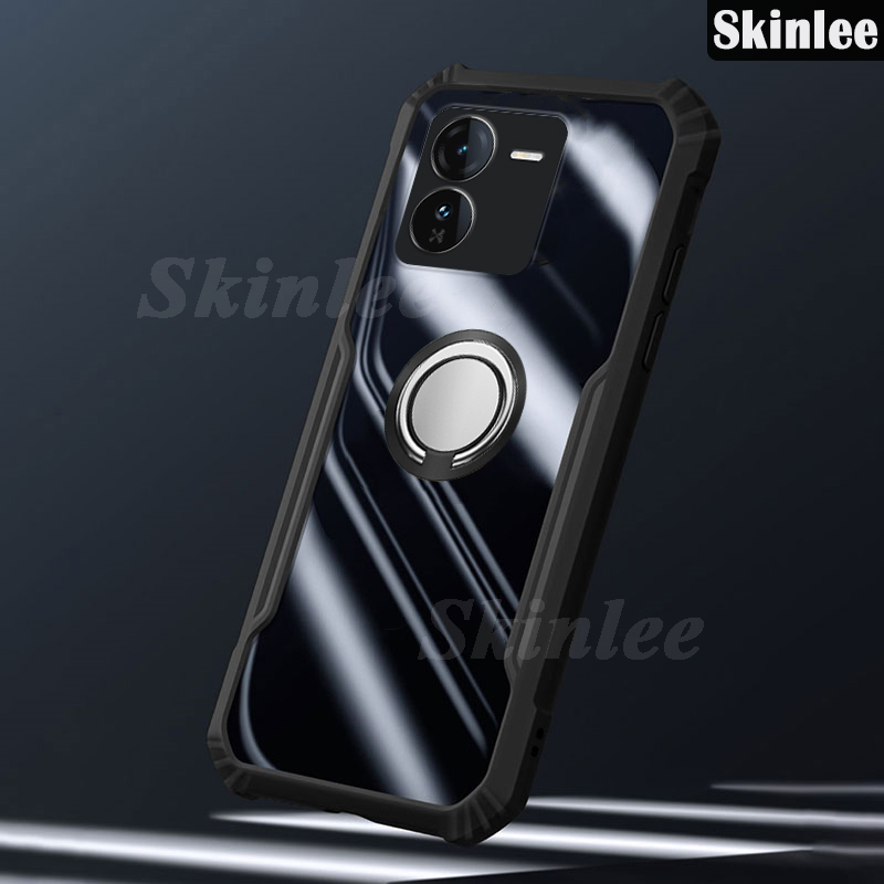 Phone case For Vivo IQOO Z9X Back cover Hard Phone Case Clear Transparent Shockproof Car Navigation Holder Ring For iqoo Z9X Cover cases.