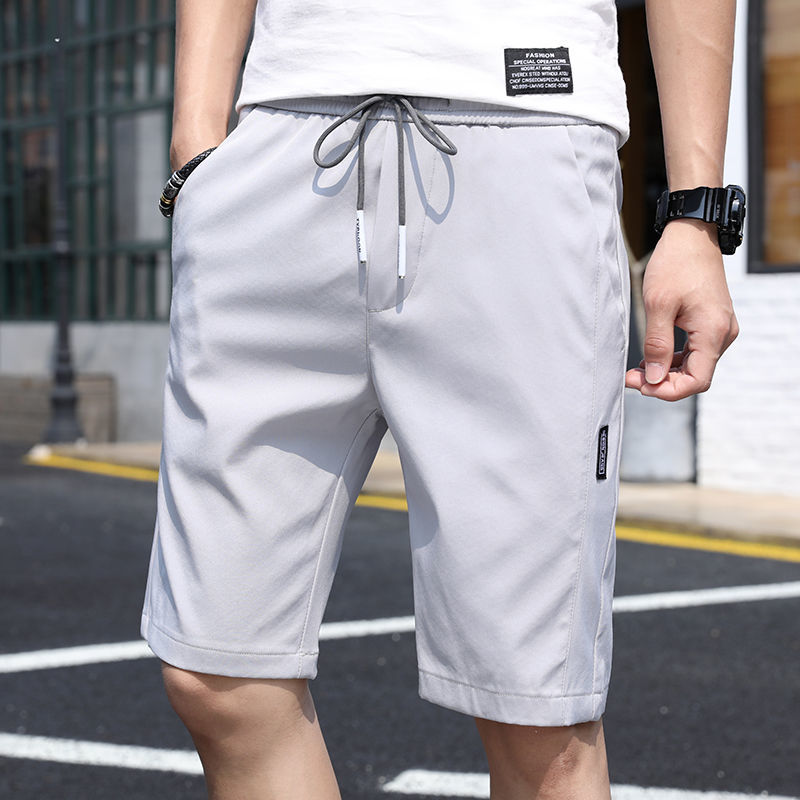 Men's Quarter Pants 2023 Summer Silk Thin Casual Men's Shorts Loose Men's Quarter Straight Multi-functional Pants