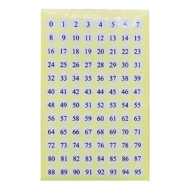 Xấp 10 tờ - Giấy Decal TOMY số thứ tự từ 0-95