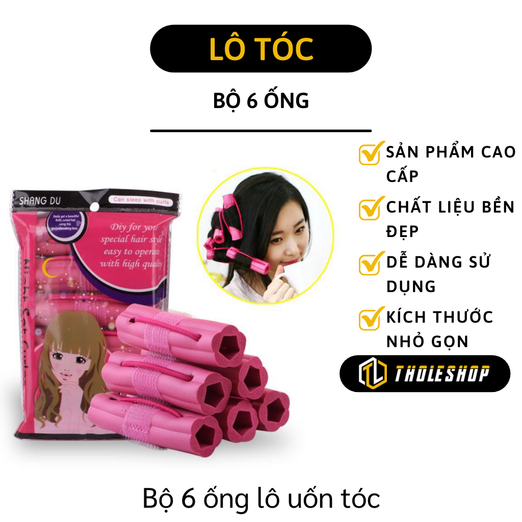 Lô Uốn Tóc - Hộp 6 Lô Làm Xoăn Tóc Bọt Biển - Dụng Cụ Làm Xoăn Tóc Không Dùng Nhiệt Trước Kh Ngủ