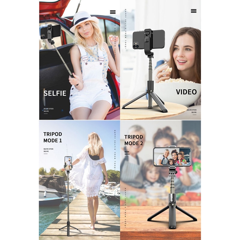 [gobuy999] Wireless Bluetooth Selfie Stick with Tripod Extendable Portable Foldable Monopod for IOS Android iPhone Gopro Cameras