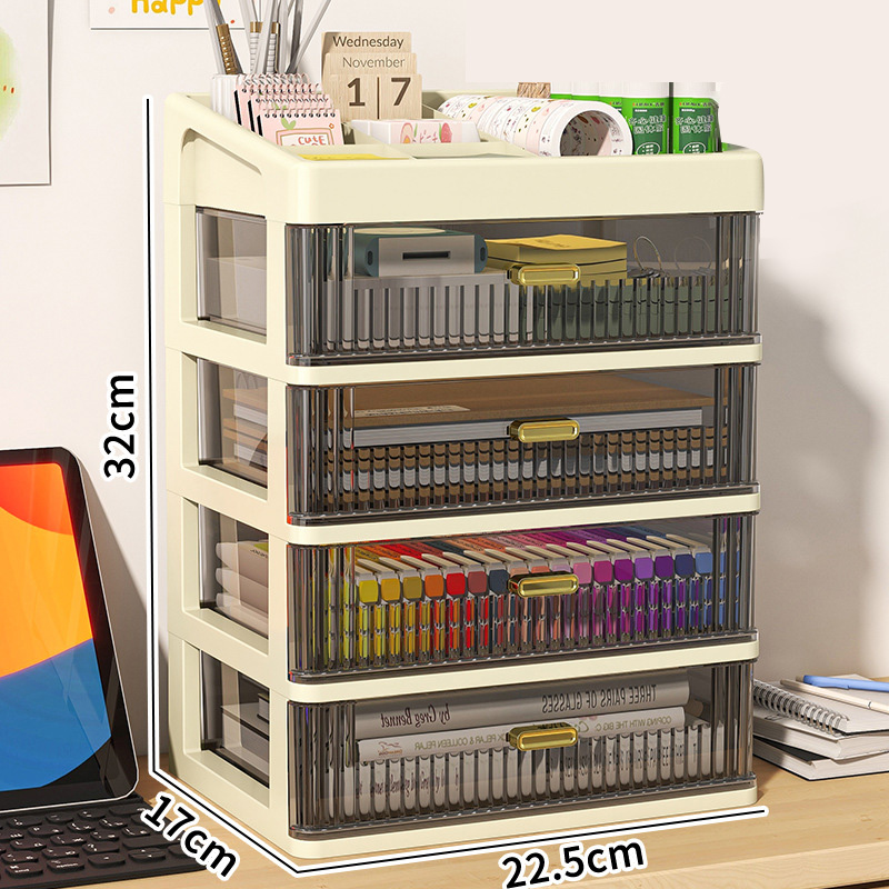 YONUO Transparent desktop storage box, drawer-type student office desk storage cabinet, plastic storage box, cosmetics storage box