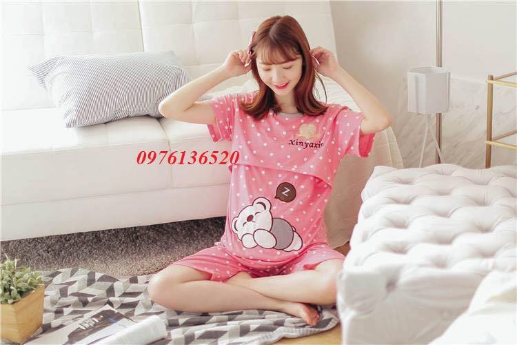 Bộ đồ bầu và sau sinh CB hồng (50-90kg),100% cotton