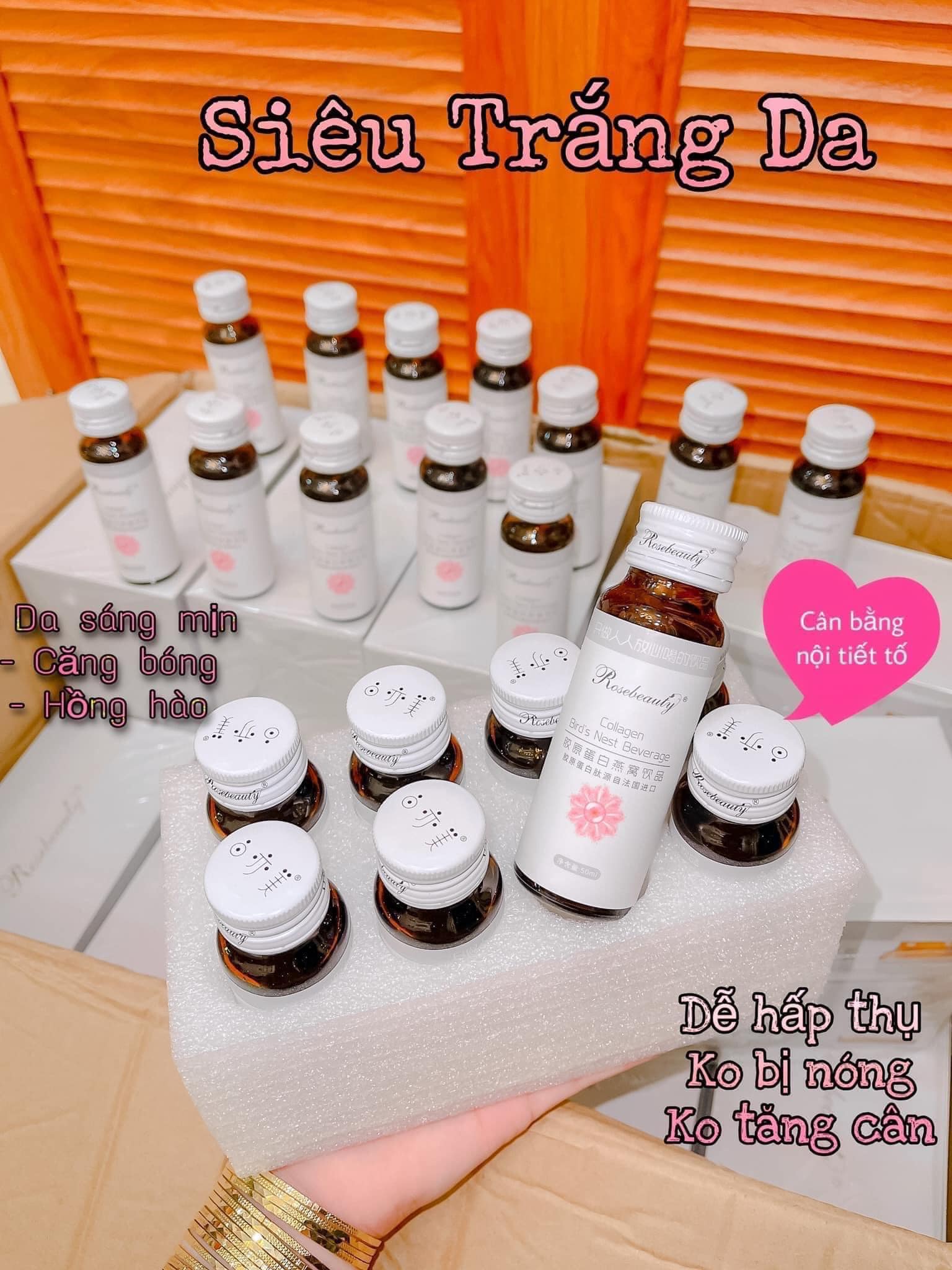COLLAGEN YẾN TRẮNG DA ROSE BEAUTY ( phiên bảng mới trắng X10)
