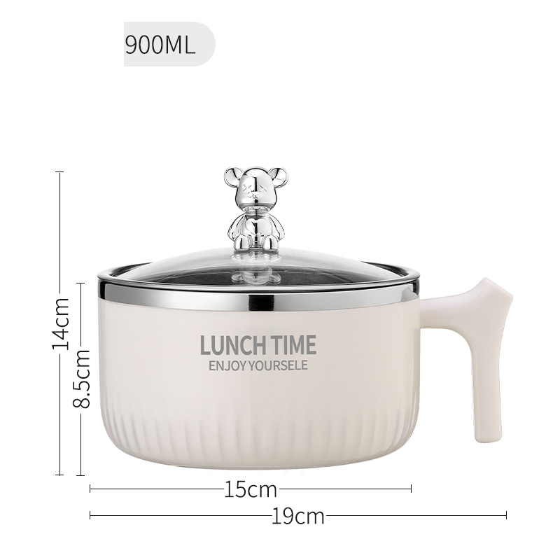 Instant Noodle Bowl 304 Student Round Instant Noodle Cup With Lid, Home Rice Bowl, Stainless Steel Soup Bowl, Instant Noodle Bowl, Lunch Box
