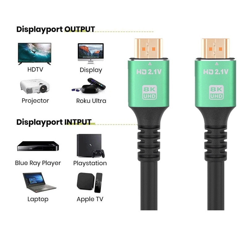 Cáp 2 Đầu HDMI 2.1V PREMIUM HDTV 8K. 10M/ 5M/ 3M/ 1M5. kết nối Tivi, máy chiếu, máy tính. LKP