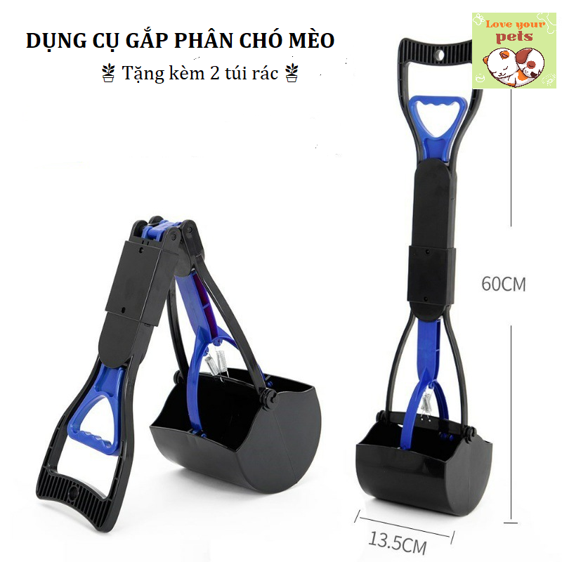 [FREESHIP] (Tặng 2 Túi Rác) Dụng Cụ Gắp Phân, Dọn Vệ Sinh Chó Mèo (màu ngẫu nhiên)