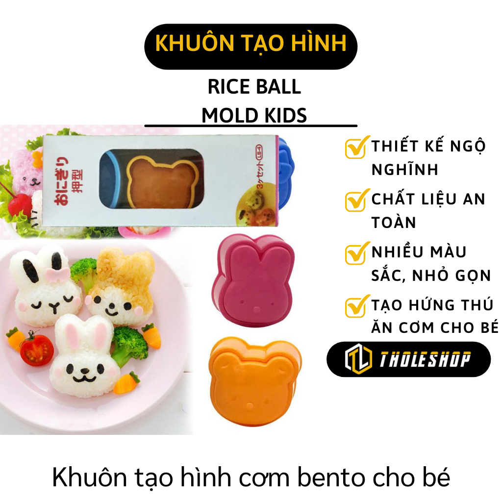 Khuôn tạo hình cơm cho bé - Bộ 3 khuôn ép cơm hình gấu cho bé - Dụng cụ ép cơm hình bento đẹp mắt cho bé ăn - Khuôn cơmbento