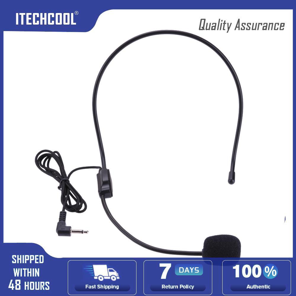 3.5mm Plug Guide Lecture Speech Headset Mic Voice Amplifiers Portable Guide Lecture Speech Microphone Lightweight Over Head for Teaching Meeting