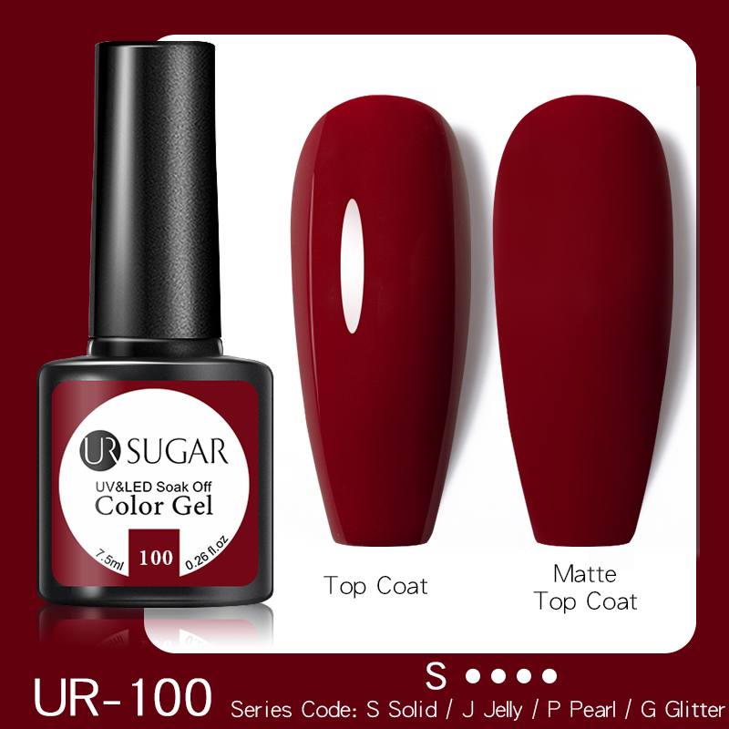 UR SUGAR 7.5ml Red Purple Color Gel Polish Matte Top Coat Semi Permanent Soak Off Valentines Day Nail Art UV Gel Varnish All For Manicure
