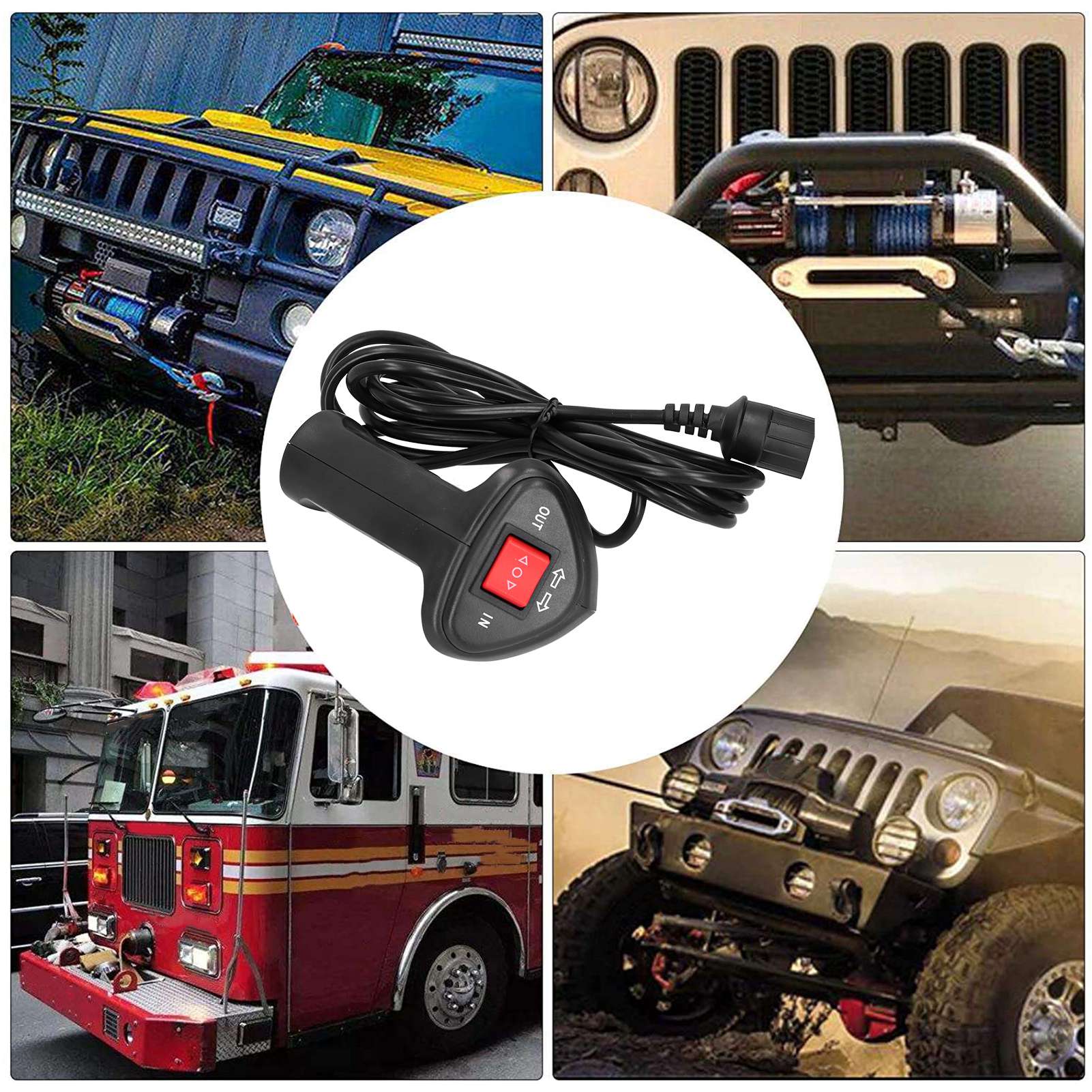 12V HandHeld Winch Remote Controller with 9ft Cable Electric Manual Waterproof for ATV UTV