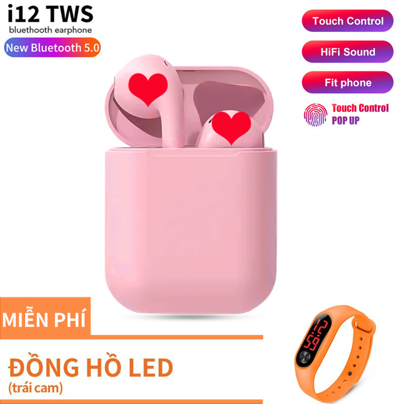 （Đồng hồ LED xiaomi miễn phí）Được Chọn Màu - Tai Nghe Bluetooth, Tai Nghe Bluetooth Không Dây inpods i12s nhiều màu - Tai Nghe Bluetooth Pin Trâu - Tai nghe bluetooth hay hơn i7s, i9s, i11, i12