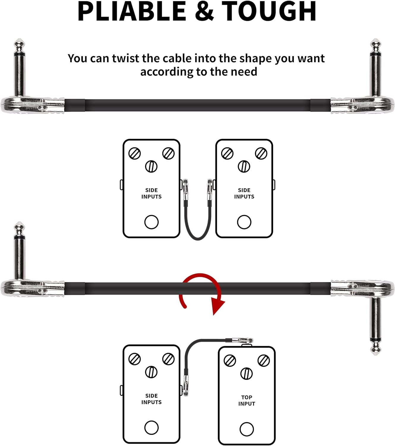 GHOSTFIRE Guitar Patch Cable, Guitar Pedal Cables,Instrument Effects Pedal Patch Cables for Guitar Effects Pedal Board (6 inch-3 Pack)