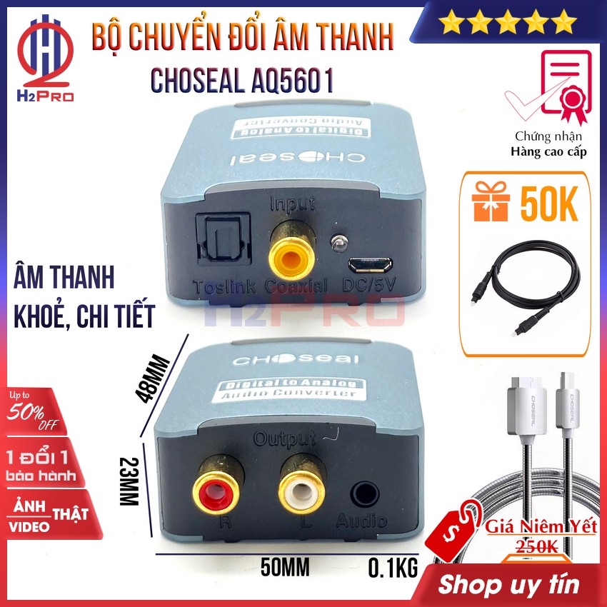 Bộ Chuyển Đổi Âm Thanh Từ Tivi Sang Loa Choseal AQ5601, Chuyển Âm Thanh Optical Ra Av Và Aux Cao Cấp Âm Tốt-H2Pro Tech