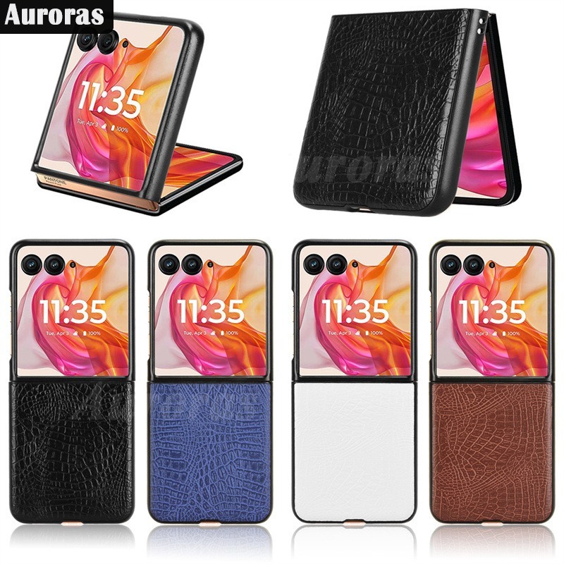 For Moto Razr 50 Ultra Phone case Crocodile Pattern Soft Leather Anti-knock Cover For Motorola Moto Razr 50 Cover casing HP.