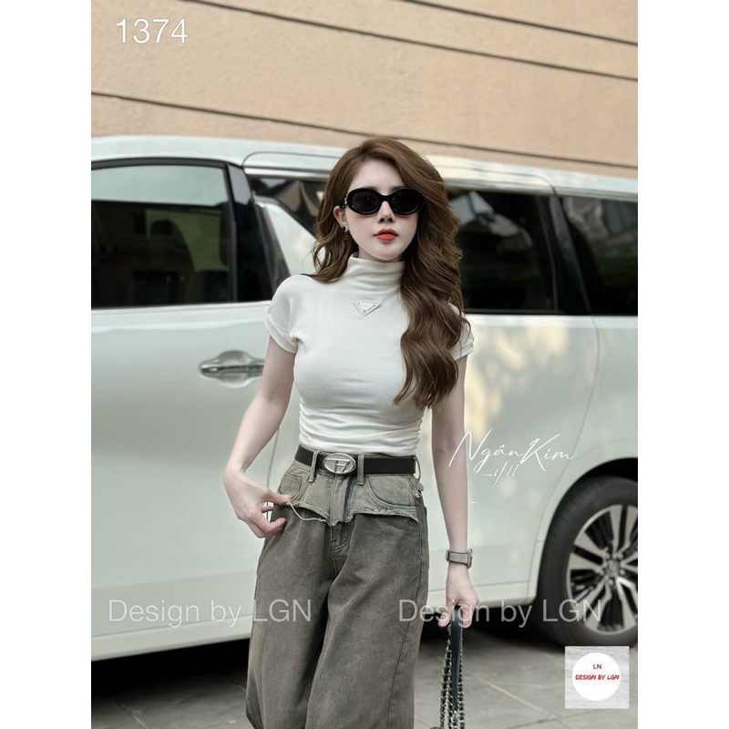 ÁO CROPTOP CỔ LỌ LOGO HIỆU BG